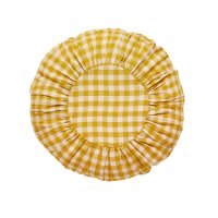 PROJEKTITYYNY◇ Wes gingham round cushion, mustard with inner