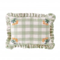 PROJEKTITYYNY◇ Leinikki gingham embroidery frill cushion - pistachio, cover only
