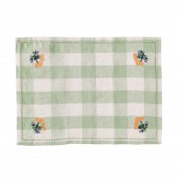 PROJEKTITYYNY◇ Leinikki gingham embroidered napkin, pistachio