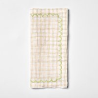 PROJEKTITYYNY◇ VANUKAS CHECK NAPKIN / PLACEMAT WITH SCALLOP EMBROIDERY, HONEYCOMB