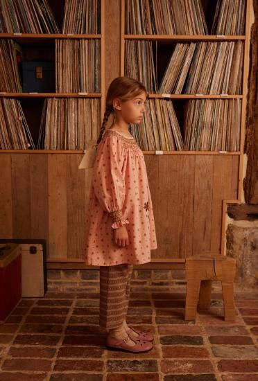 a*i様 apolina Cece Dress Folk Calico 3-5y Apolina◇ Cece Smock Dress - Meadow Calico Ribbon - MaRiet