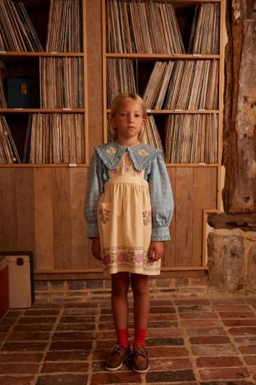 Apolina◇ Ursina Embroidered Pinafore - Cashew (18-24M