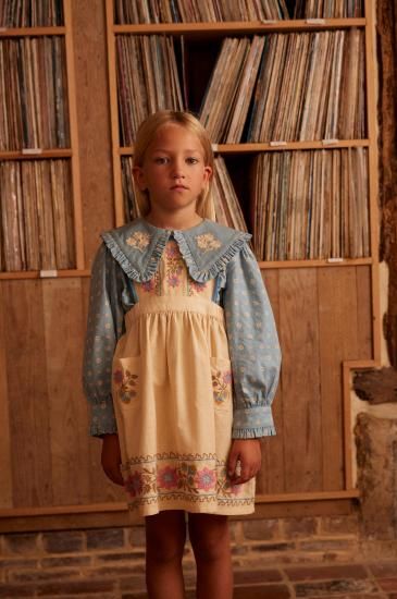 Apolina◇ Ursina Embroidered Pinafore - Cashew (18-24M
