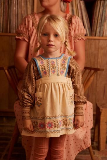 Apolina◇ Ursina Embroidered Pinafore - Cashew (18-24M