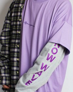 Mennace Oversize Crew Neck T-Shirt - Purple