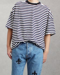 mnml Striped Drop T-Shirt / Black