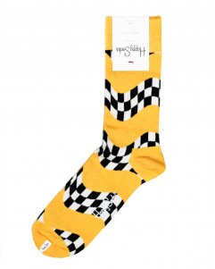 Happy Socks Yellow Checker Hi Socks 