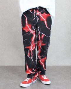 JADED LONDON Red Lightning Bolt Print Jeans