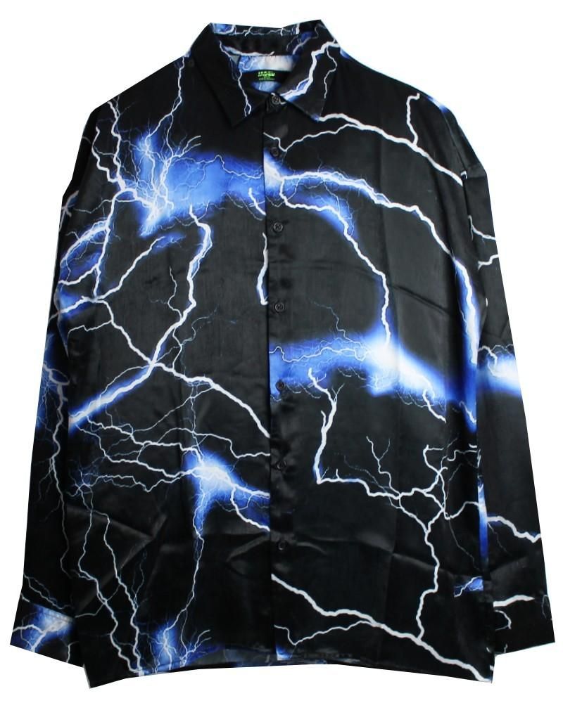 JADED LONDON Blue Lightning Print L/S Shirt