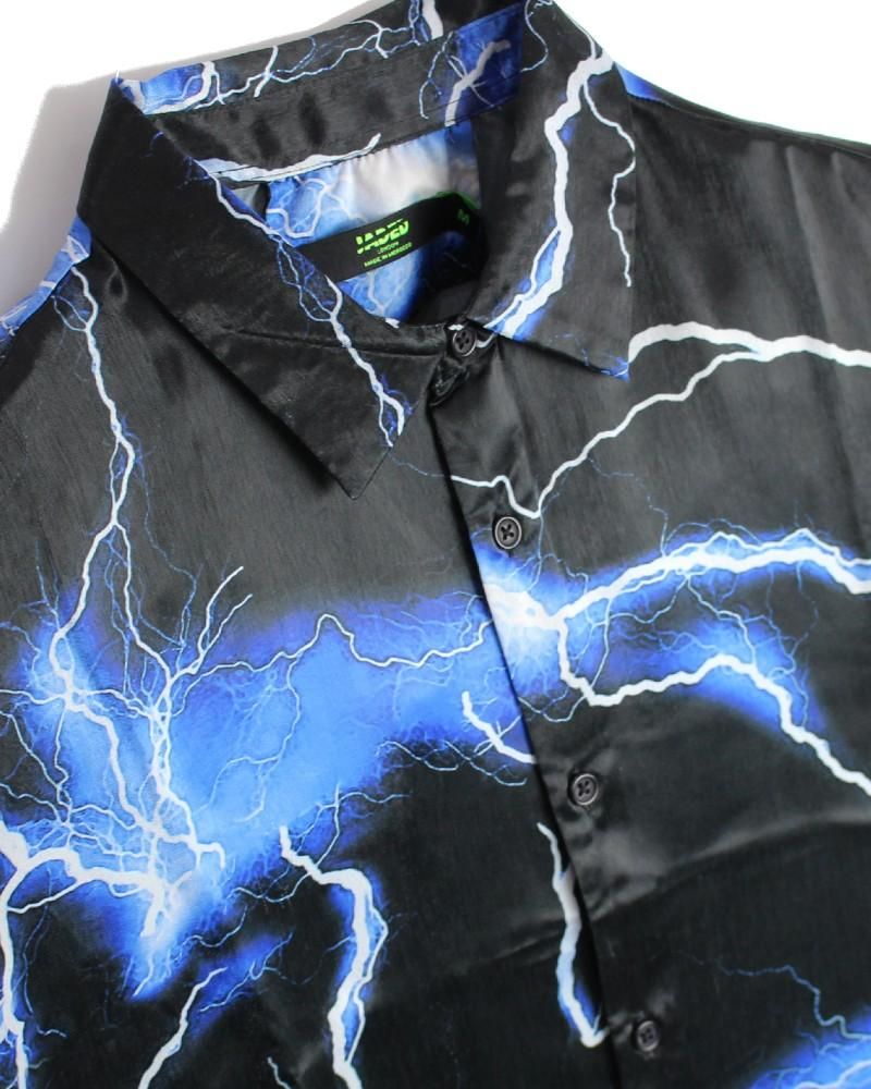 JADED LONDON Blue Lightning Print L/S Shirt