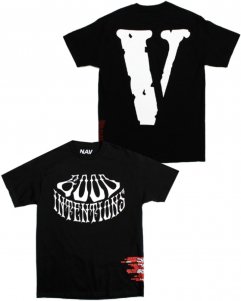 Nav Official x Vlone Good Intentions T-Shirt - Black/White
