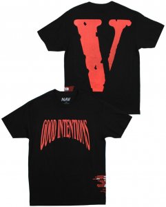 Nav Official x Vlone Good Intentions T-Shirt - Black/Red