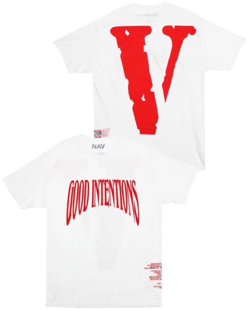 Nav Official x Vlone Good Intentions T-Shirt - White/Red