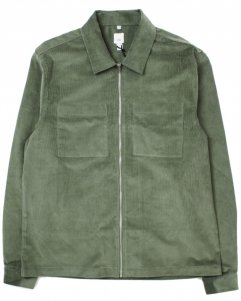 River Island Corduroy Zip Shirt Jacket - Olive