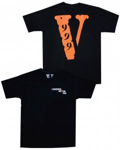 Juice WRLD Official 999 Club  Vlone Legends Never Die T-Shirt - Black/Orange