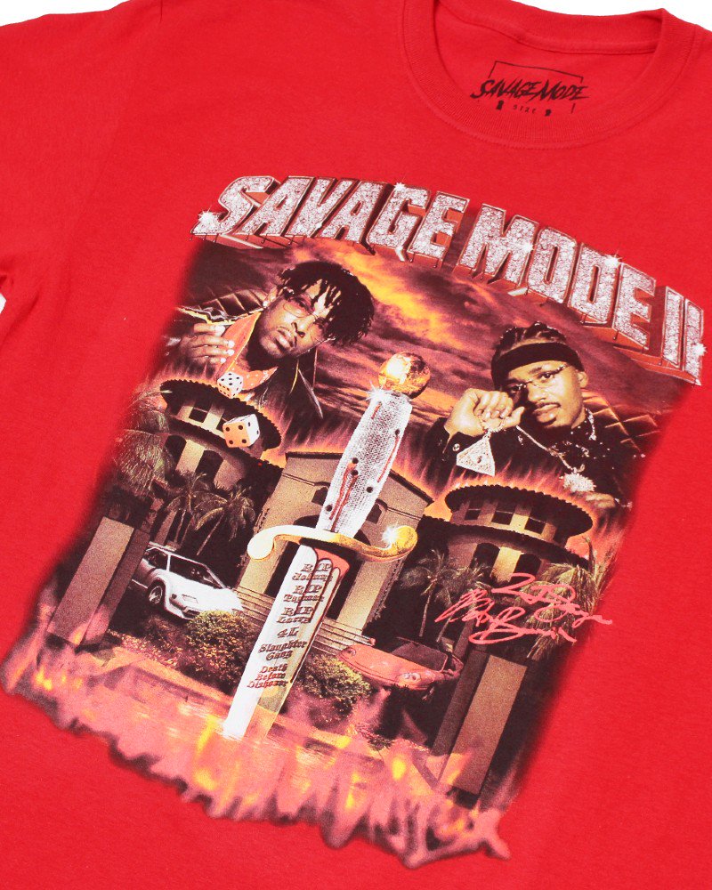 21 Savage & Metro Boomin Savage Mode Ⅱ T-Shirt - Red [MOXOF]