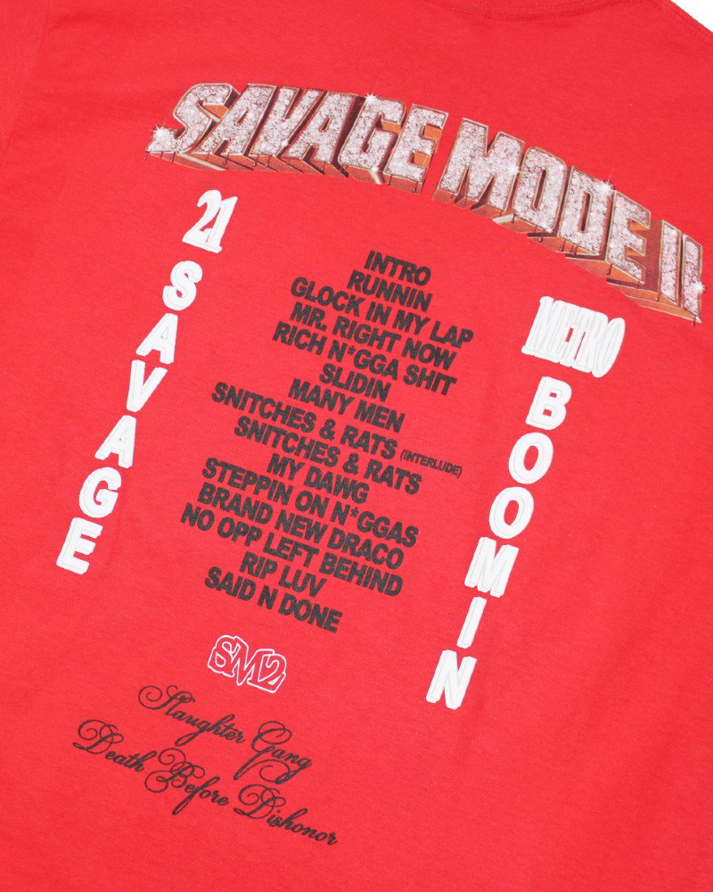 21 Savage & Metro Boomin Savage Mode Ⅱ T-Shirt - Red [MOXOF]