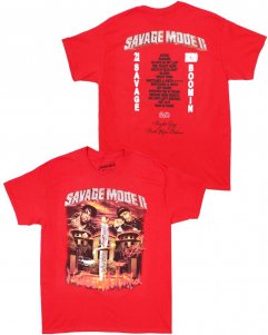 21 Savage & Metro Boomin Savage Mode  T-Shirt - Red