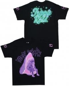 Trippie Redd Official 1400 Club Neon Shark Airbrush T-Shirt - Black