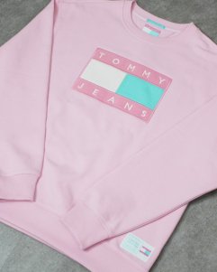 Tommy Jeans Limited Edition Pastel Flag Crew Neck Sweat - Romantic Pink