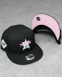 New Era 9Fifty Houston Astros Pink Drip Logo Snapback Cap - Black/Pink