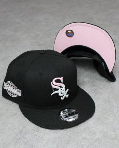 New Era 9Fifty Chicago White Sox Pink Drip Logo Snapback Cap - Black/Pink