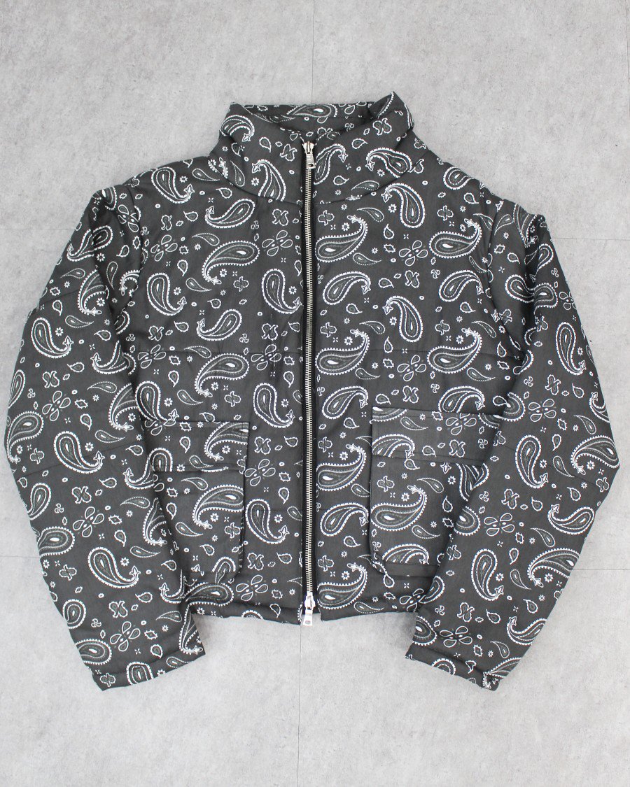 mnml Paisley Cropped Puffer Jacket - Black