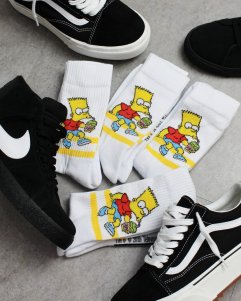 The Simpsons Hi Socks - White/Yellow