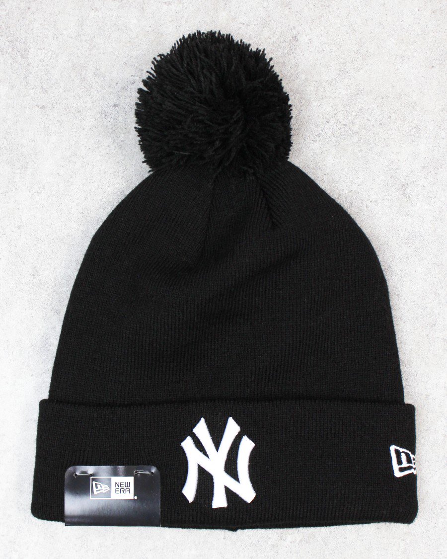 New Era New York Yankees Pom Pon Knit Beanie - Black