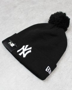 New Era New York Yankees Pom Pon Knit Beanie - Black