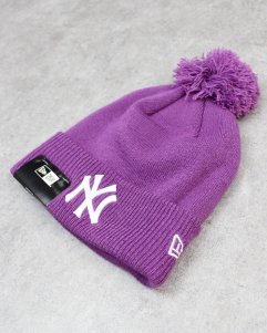New Era New York Yankees Pom Pon Knit Beanie - Purple