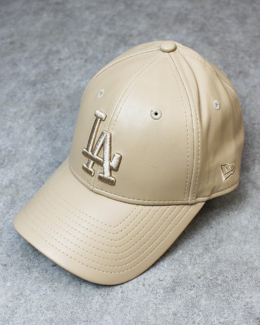 New Era Los Angeles Dodgers 9Forty PU Leather Strapback Cap Tan