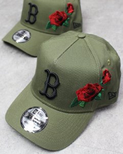 New Era 9Forty A-Frame Boston Red Sox Rose Snapback Cap - Olive