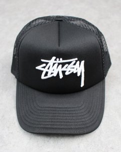 STUSSY Stock Trucker Snapback Cap - Black