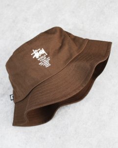 STUSSY World Tour Bucket Hat - Brown