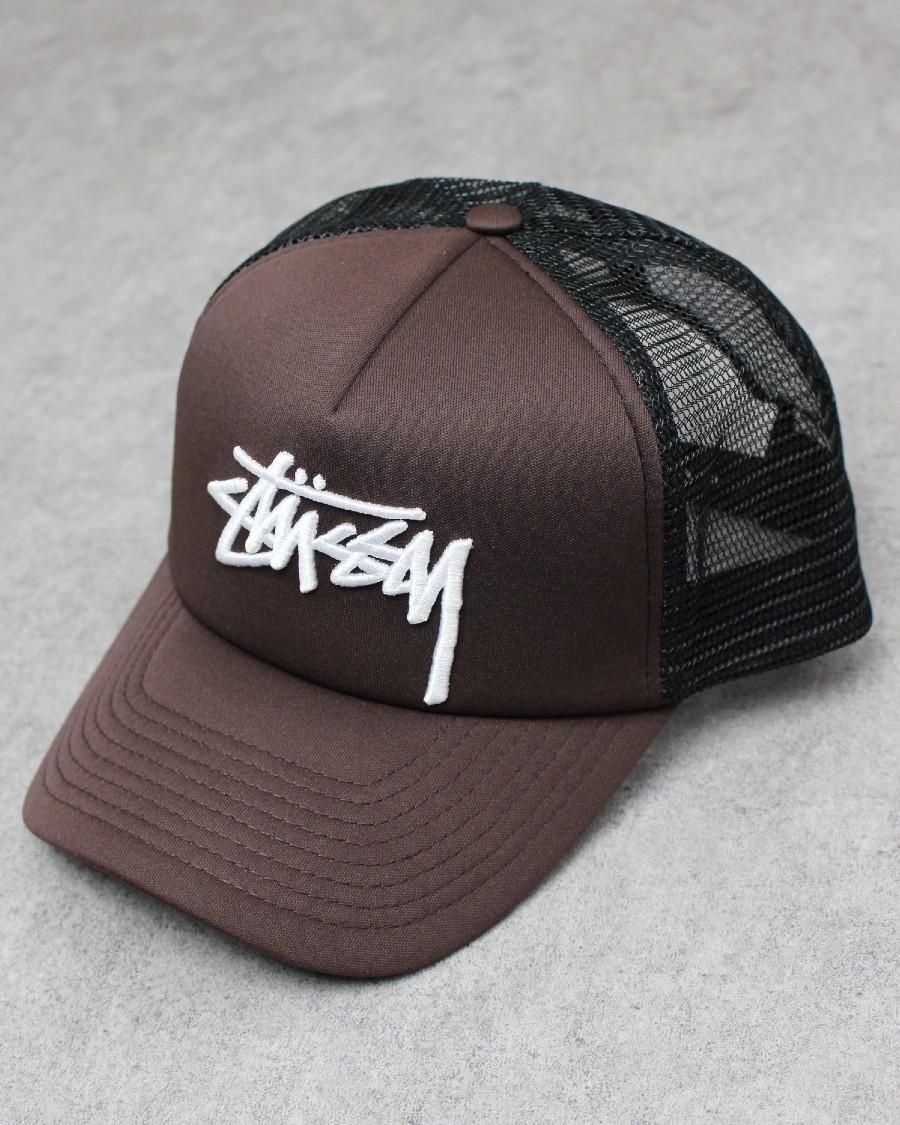 STUSSY Stock Trucker Snapback Cap - Brown/Black