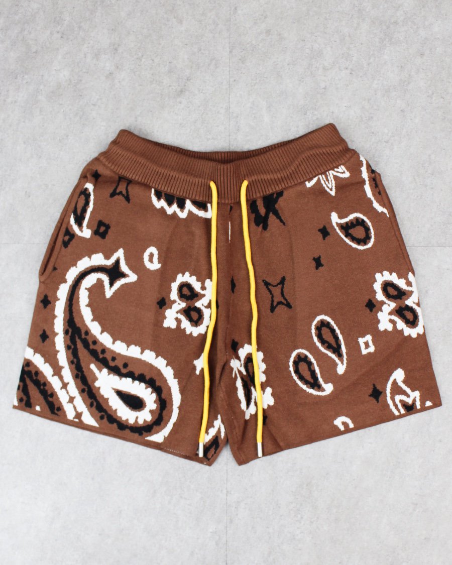 mnml Paisley Knit Shorts - Brown