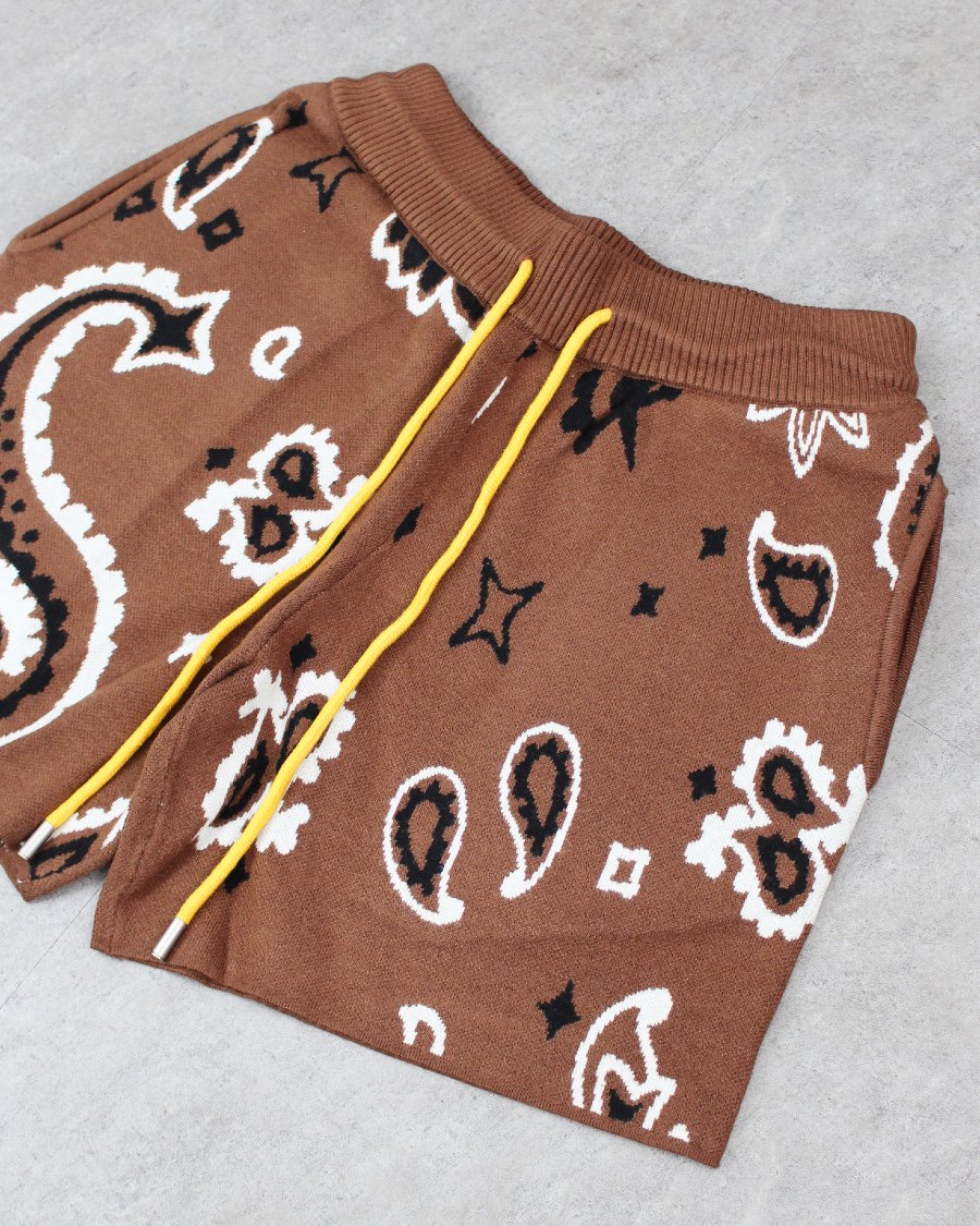 mnml Paisley Knit Shorts - Brown