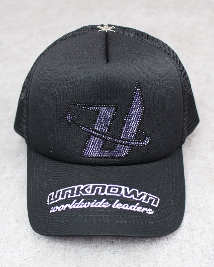 UNKNOW LONDON Saints Row Rhinestone Trucker Snapback Cap - Black