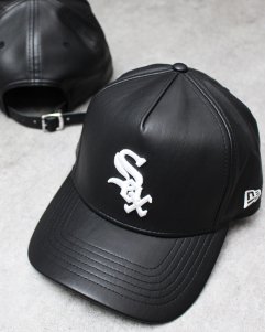 New Era Chicago White Sox 9Forty K-Frame PU Leather Cap - Black