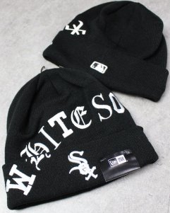 New Era Chicago White Sox Old English Letter Cuffed Knit Beanie - Black