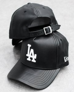 New Era Los Angeles Dodgers 9Forty K-Frame PU Leather Cap - Black
