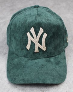 New Era New York Yankees 9Forty K-Frame Suede Chain Stitch Cap - D.Green/Beige