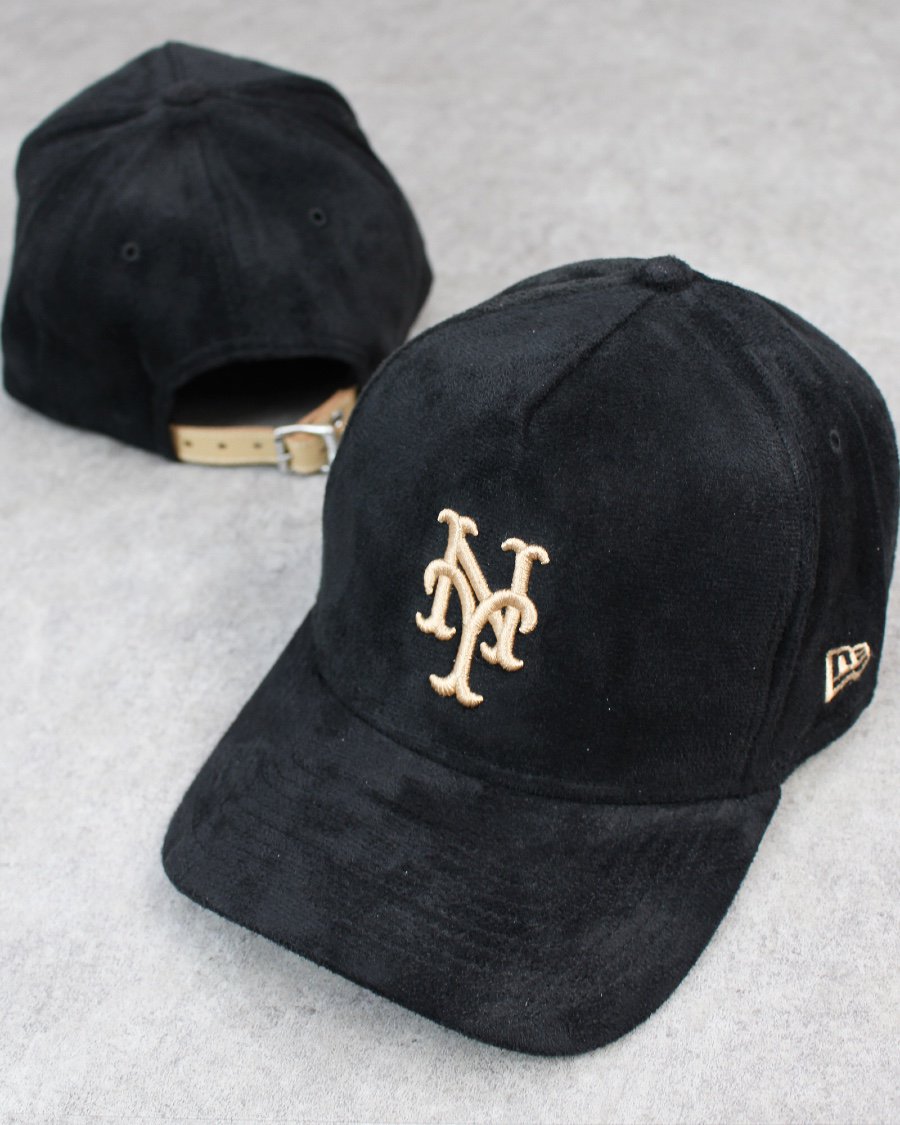 New Era New York Mets 9Forty K-Frame Suede Cap - Black/Beige