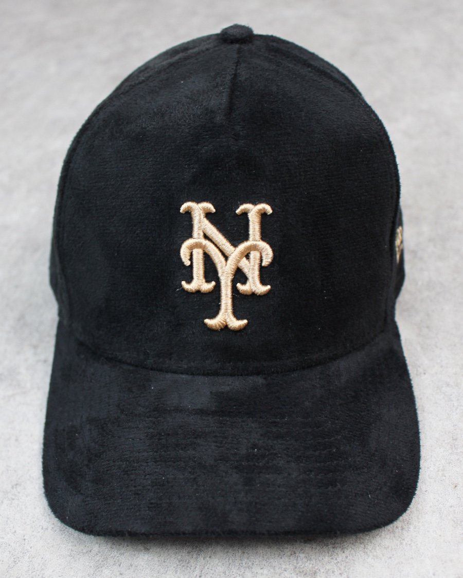 New Era New York Mets 9Forty K-Frame Suede Cap - Black/Beige