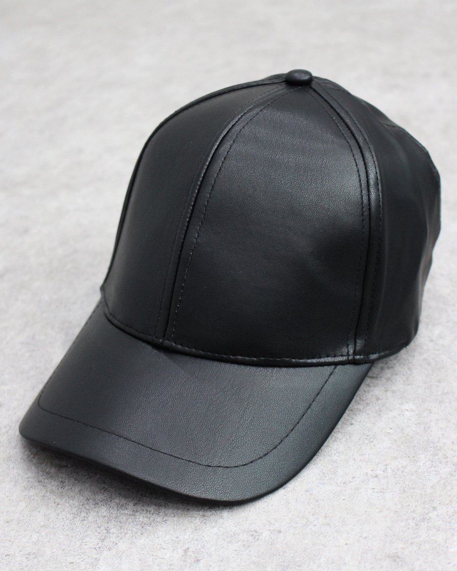 PU Leather Strapback Cap - Black 쥶ȥåץХåå