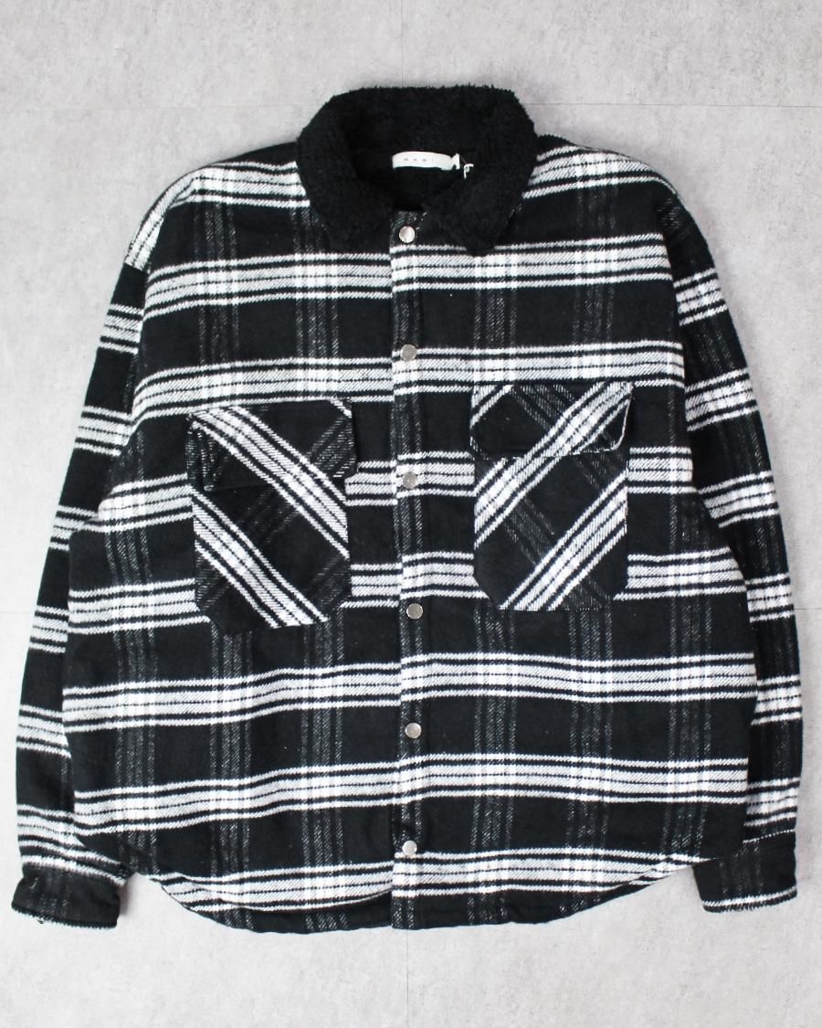 トップス goodenough 2014 CHECK FLANNEL LINE SHIRT GU × Kim Jones Flannel Check Color Block Shirt Red/Navy Size