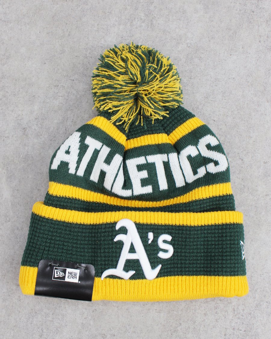 New Era Oakland Athletics Pom Pom Knit Cap - Green