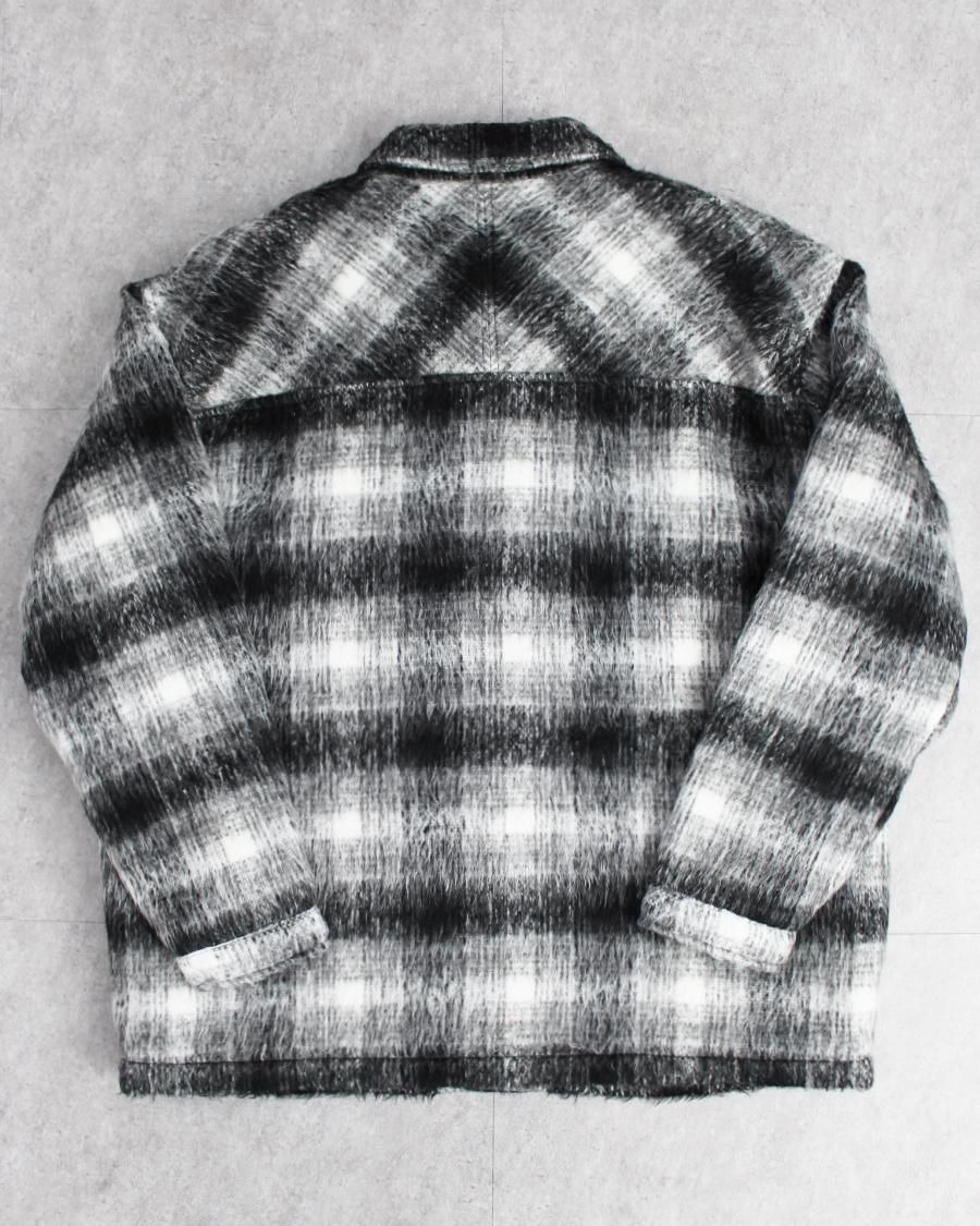 Topman Wool Blend Black Faded Check Shacket