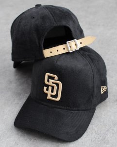 New Era San Diego Padres 9Forty K-Frame Suede Cap - Black/Beige